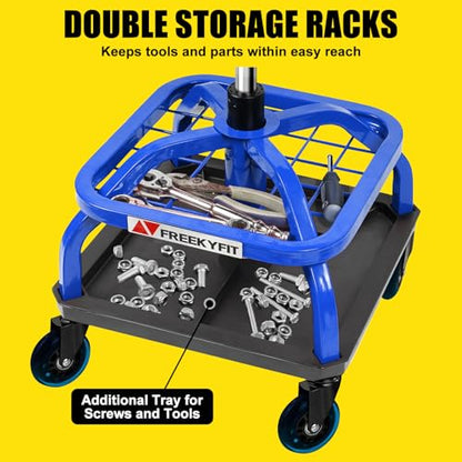 Rolling Stool with Blue Wheels