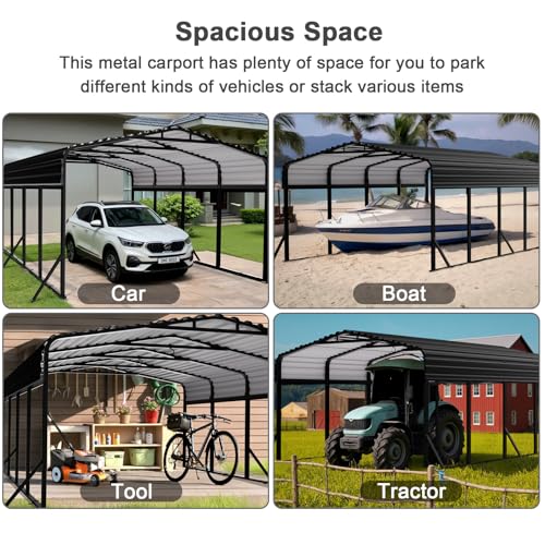 12x20FT Heavy Duty Metal Carport (694 Sq Ft)