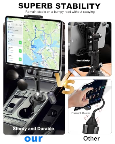 iPad Cup Holder Car Mount Heavy Duty with Height Adjust