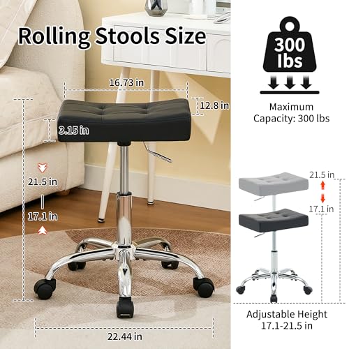 Salon Saddle Stool with Wheels for Esthetician