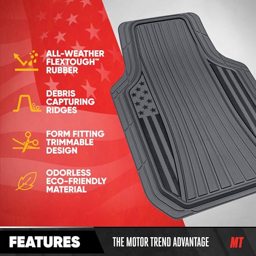 MotorTrend Black Flag Rubber Floor Mats