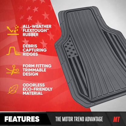 MotorTrend Black Flag Rubber Floor Mats
