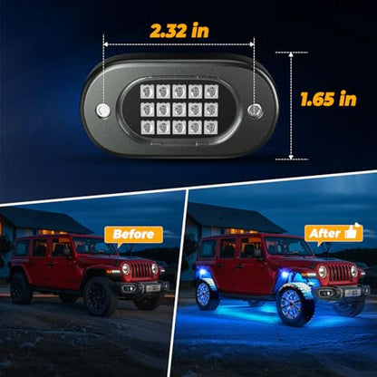 LED RGB Rock Lights for Trucks 14 pods with APP Control Underglow (10 Count)