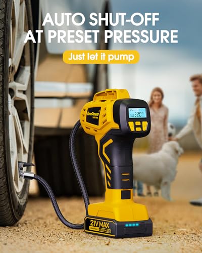 Tire Inflator Portable Air Compressor 21V Battery Powered 160PSI