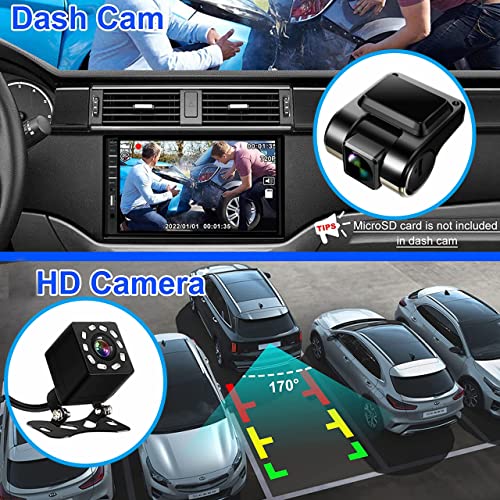 Double Din Car Stereo with Backup Camera & Dash Cam