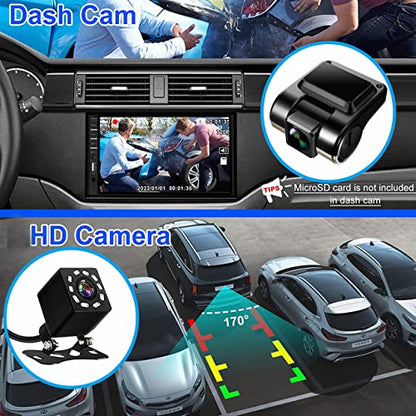 Double Din Car Stereo with Backup Camera & Dash Cam