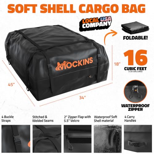 16 Cu Ft Weatherproof No Rack Rooftop Cargo Carrier Bag 45"x34"x18"