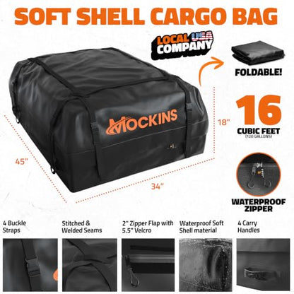 16 Cu Ft Weatherproof No Rack Rooftop Cargo Carrier Bag 45"x34"x18"