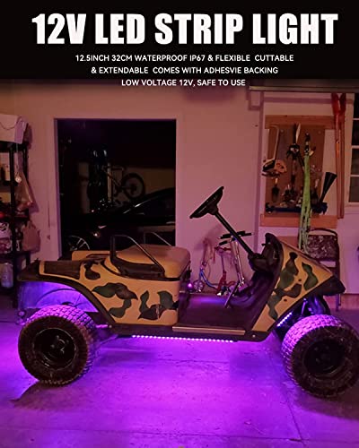 12V Led Light Strip 12.75Inch Waterproof Led Light Strips for Cars Motorcycles Golf Cart Interior & Exterior Marine Boat Pink Led Strip 12V 5050 18SMD
