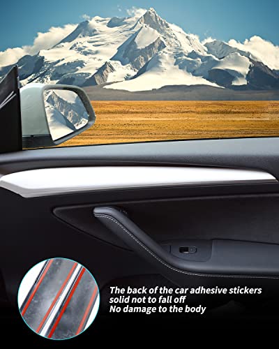 Dashboard Cover Wrap and Front Door Inner Armrest Panel Cover Trim Compatible with Tesla Model 3 2021
