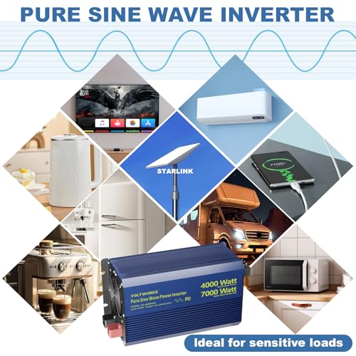 4000 Watt Inverter Pure Sine Wave Power Inverter 12V to 110V 120V AC