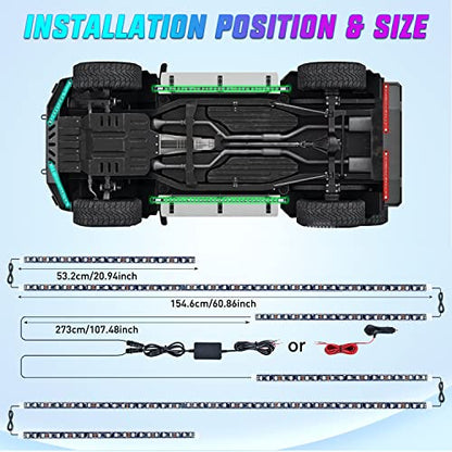 6PCS RGB LED Underglow Lights Strip with APP & Remote Control