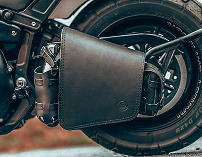 Outsider motorcycle leather saddle bag for Harley Softail