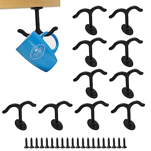 10 Pcs Zinc Alloy Ceiling Double Hook Cabinet Wardrobe Coat Towel Hat Hook Hooks Under Cabinet Shelf (10 Count)