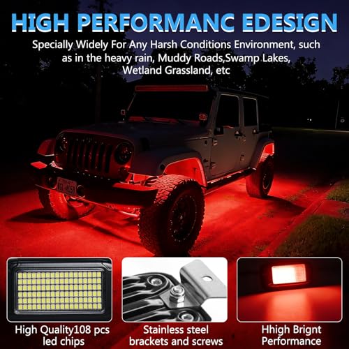 108 High Power LEDs per Pod 4Pods Red Rock Lights Ultra