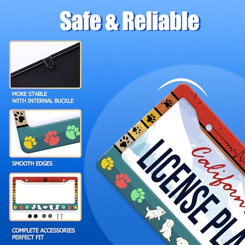 Funny Dog License Plate Frame Stainless Steel Car Accessory 6x12 Inch