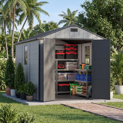 8 x 10 FT Resin Outdoor Storage Shed with Floor