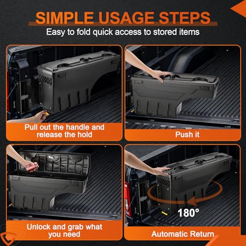 Truck Bed Storage Box Swing Out Toolbox Fits for Chevy GMC Silverado (7.5 Count)