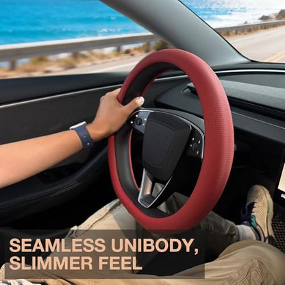 Nappa Leather Steering Wheel Cover for Tesla Model Y