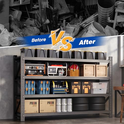 77" W Storage Shelves 9000lbs Garage Metal Shelving Heavy Duty Garage Shelves Adjustable Storage Shelves for Industrial