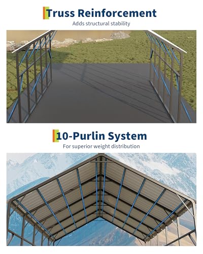 20x25 ft Vertical Roof RV Metal Carport