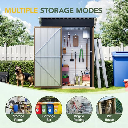 Vertical Outdoor Steel Storage Shed 5 x 3 ft