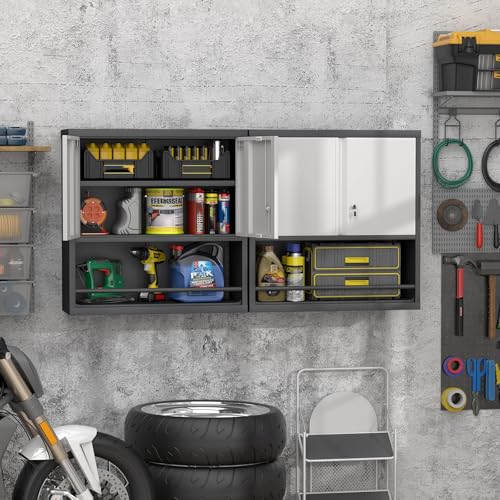 31" H Metal Garage Storage Cabinets with Doors and Shelves
