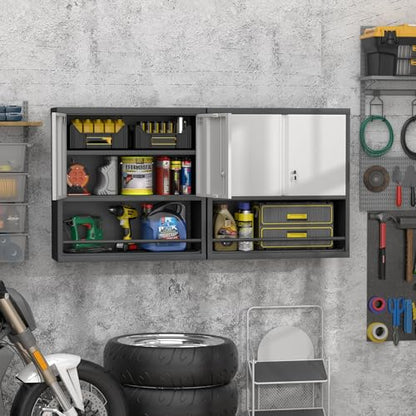 31" H Metal Garage Storage Cabinets with Doors and Shelves