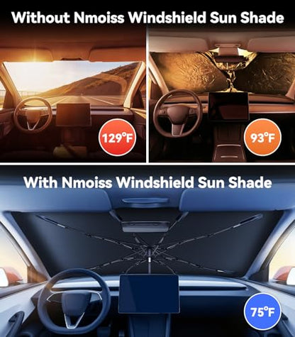 Vinyl Coating Heat Shield] Windshield Sun Shade Umbrella Fit for Model Y 2020