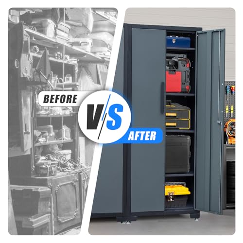75 inch Metal Garage Storage Cabinet with 4 Adjustable Shelves