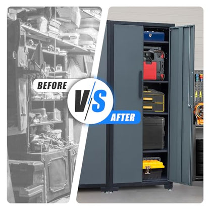 75 inch Metal Garage Storage Cabinet with 4 Adjustable Shelves