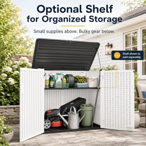 Outdoor Storage Cabinet 38 Cu.Ft Horizontal Resin Storage Shed