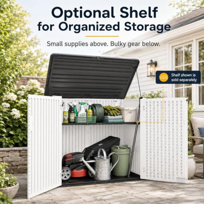 Outdoor Storage Cabinet 38 Cu.Ft Horizontal Resin Storage Shed