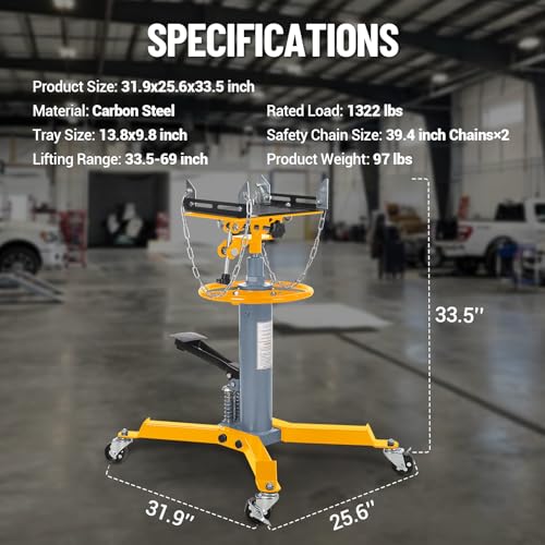 Dual Plunger Hydraulic Transmission Jack 1322lbs Capacity