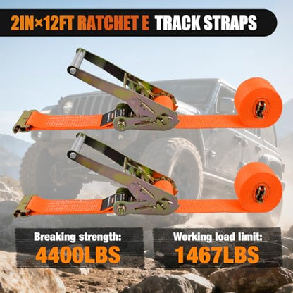 E Track Ratchet Straps 2 Pack 2" x 12' (2 Count)