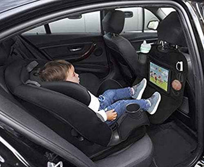 Lulyboo Car Seat Protector & Organizer for Baby & Toddler - Back Seat Storage, Kick Mat with Tablet Holder, Toys & Essentials, Fits All Vehicles, Durable Nylon, Black