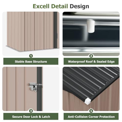 5x3 FT Outdoor Storage Shed with Sloping Roof