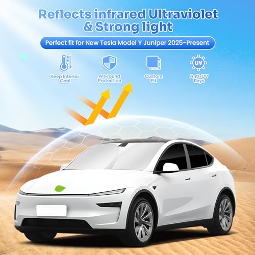 Window Shades for 2025 2026 New Tesla Model Y Juniper Accessories Windshield Sun Shade Side Rear Window Covers Sunshade Sun Visor Shield Privacy Protection for Camping Keep Car Cool Black 8PCS (8 Count)