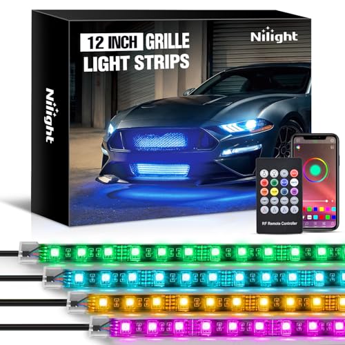 4PCS 12" RGB LED Grille Light Strips with APP & Remote Control