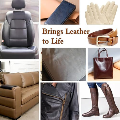 Gray Leather Recoloring Balm Vinyl Auto Dash Board Car Seats Interior Paint Furniture Dye Color Restorer Shoes Sofa Gloves Jacket Purse Bag Couch Stain Remover Fade Scratches Wear Out Repair (12 Fl Oz)