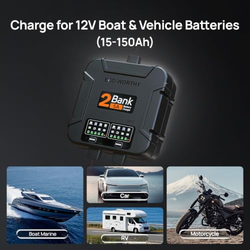 2 Bank Marine Battery Charger 5X2
