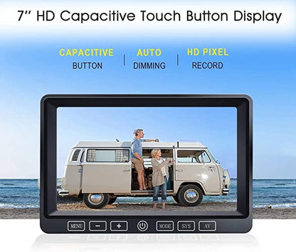 Wireless Backup Camera Kit with 7'' DVR Quad Split Monitor
