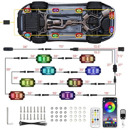 8 Pods 168 LEDs 5 Sides RGB Rock Lights for Truck (8 Count)