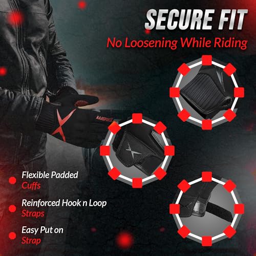 Breathable Motorcycle Gloves for Men with TPR & Kevlar Palm Protection Hard Knuckles Touchscreen