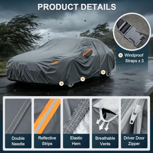 16 Layers Car Cover Waterproof All Weather for Sedan Heavy Duty