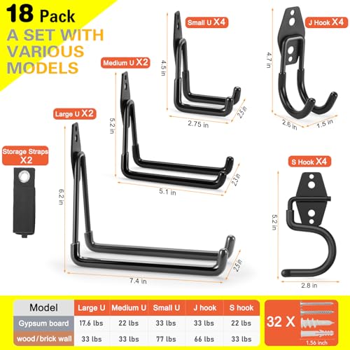 18 Pack Heavy Duty Garage Hooks