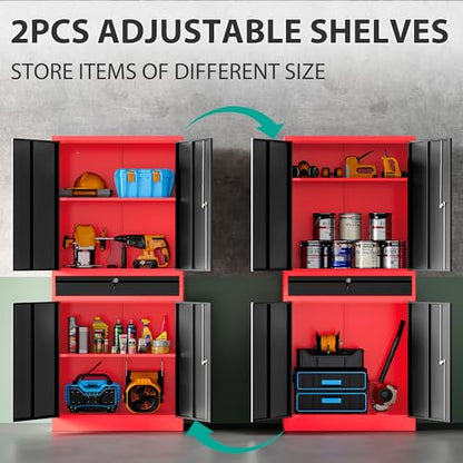 Metal Storage Cabinet with Drawer and Lock
