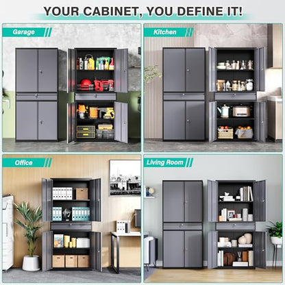 Metal Storage Cabinet with Doors and Shelves