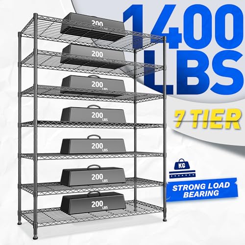 82.6" H 7 Tier Metal Shelving Unit 1400LBS Adjustable Shelves (7 Count)