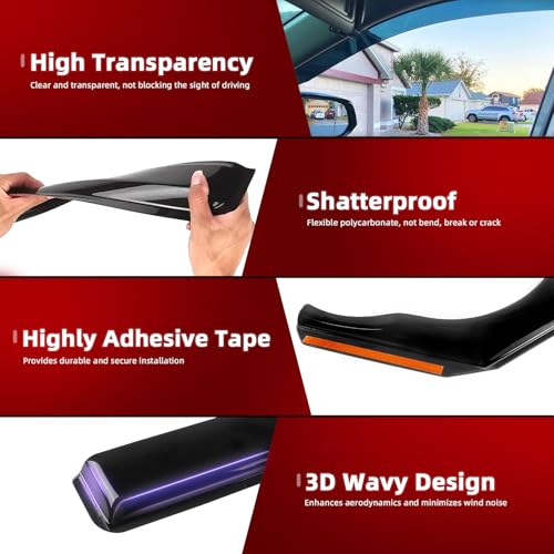 in Channel Window Visors Rain Guards Fit for Toyota Highlander 2014 (4 Count)